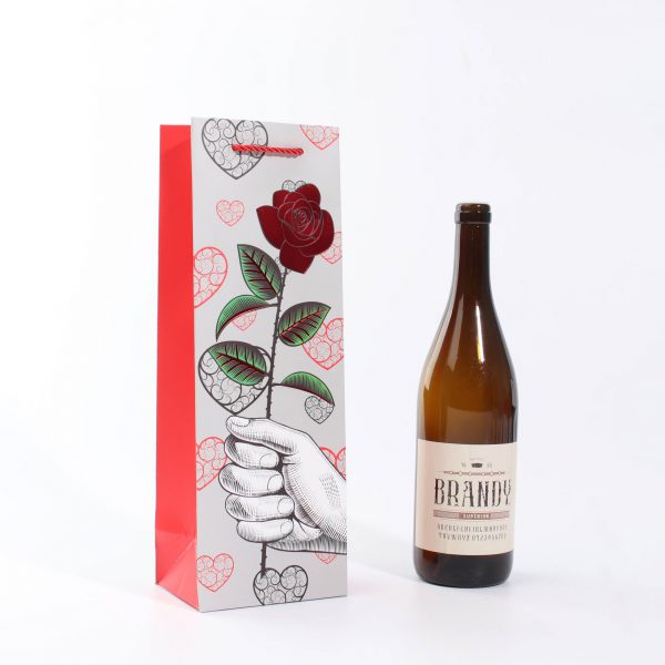Beautiful Wine Bottle Gift Bags Custom With Gold Foil Rose