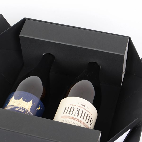Black Double Cardboard Wine Bottle Gift Box Custom With Logo - 图片 6