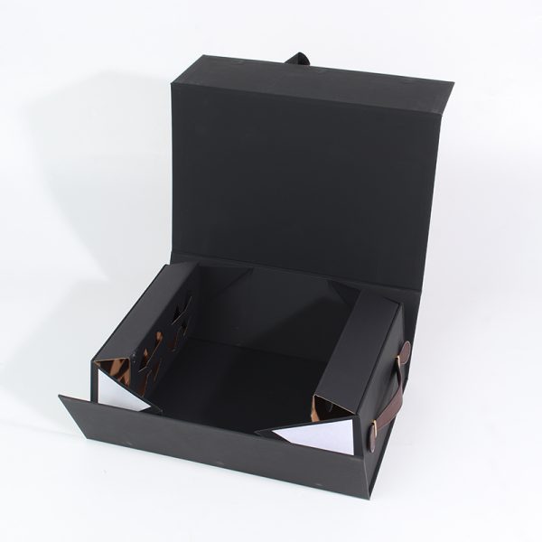 Black Double Cardboard Wine Bottle Gift Box Custom With Logo - 图片 4