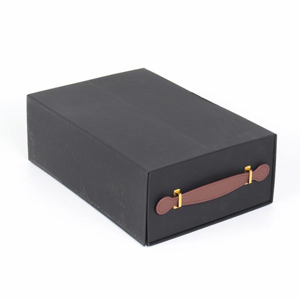 Black Double Cardboard Wine Bottle Gift Box Custom With Logo - 图片 5