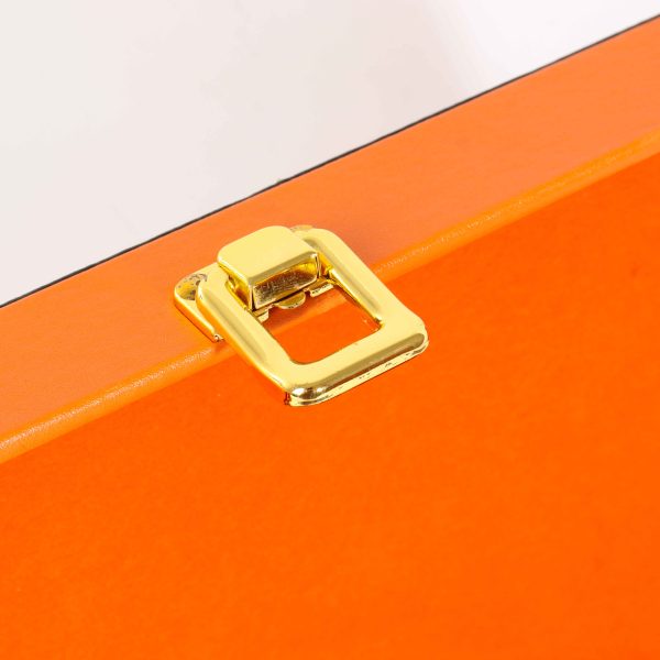 Premium Orange Leather Double Wine Bottle Gift Box Custom with wine utensils - Image 5