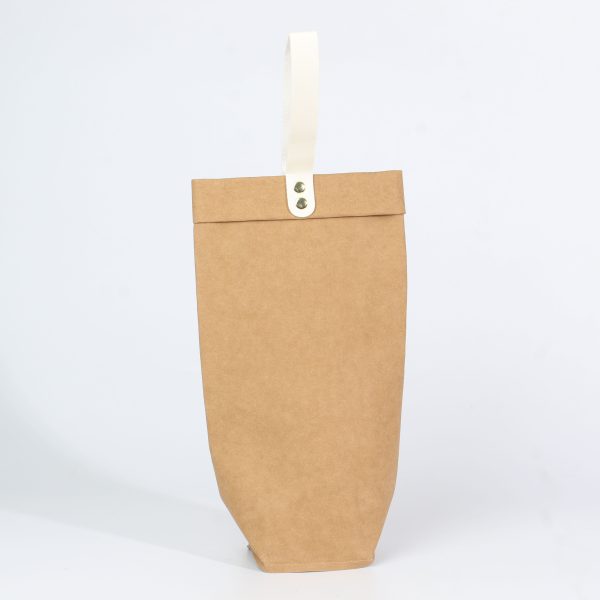 Eco-Friendly Washable Kraft Paper Wine Bag Custom with Leather Handle - 图片 5