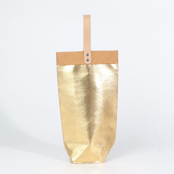 Eco-Friendly Washable Kraft Paper Wine Bag Custom with Leather Handle - 图片 7