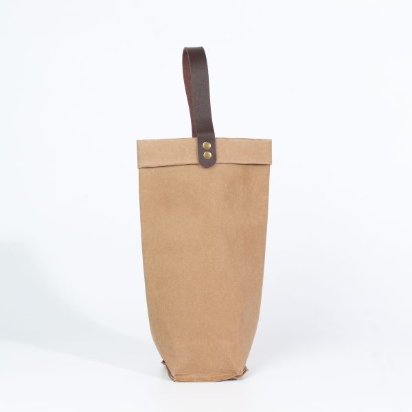Eco-Friendly Washable Kraft Paper Wine Bag Custom with Leather Handle - 图片 6