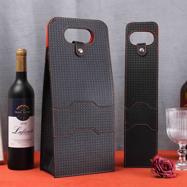 Luxury Wine Leather Bags Manufacturer Wholesale For Wine Bottle Packaging - Image 3