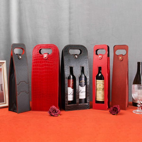 Luxus Wein Ledertaschen Hersteller Großhandel für Wein Flasche Verpackung