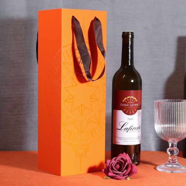 Single Bottle Foldable Cardboard Wine Box Customized With Ribbon Handle - 图片 5