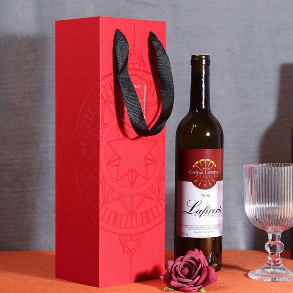 Single Bottle Foldable Cardboard Wine Box Customized With Ribbon Handle - 图片 6