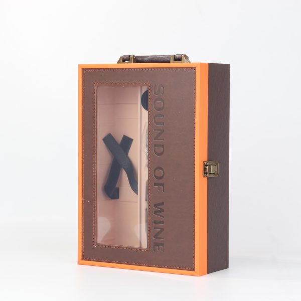 Kundenspezifische Luxus Leder Wein Geschenkbox mit PVC transparentes Fenster