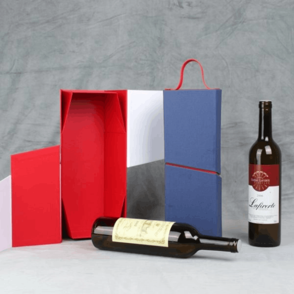 Custom Fashion Foldable Magnetic Wine Boxes For Single Bottle