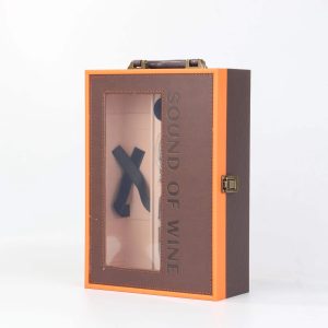 Custom Luxury Leather Wine Gift Box with PVC Transparent Window (3)