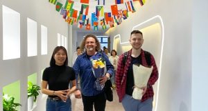 German partners visiting Jialan Package for OEM wine gift boxes