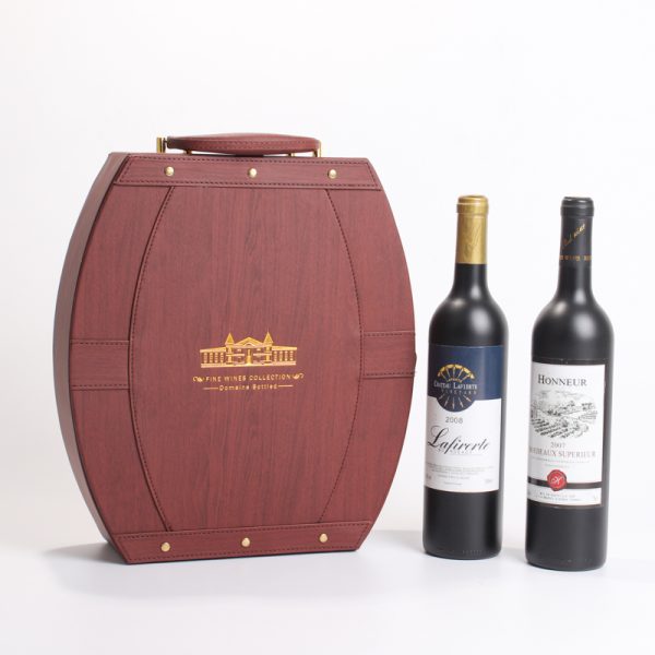 Custom-made Faux Wood & Leather Double Wine Bottle Gift Box-Jialan Package - 图片 2