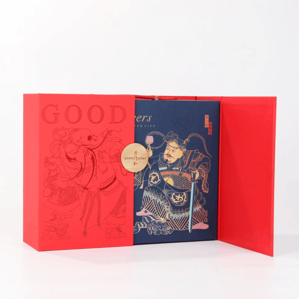 Luxury Double-Bottle Red Wine Gift Box Custom for New Year