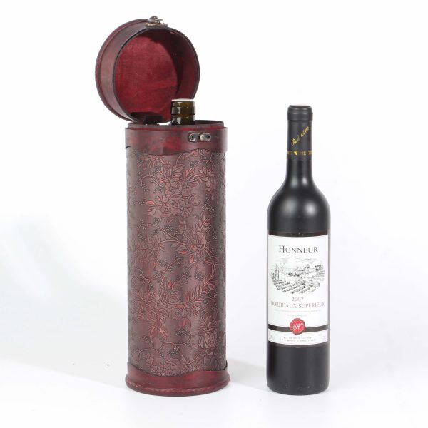 Caja de vino de madera cilíndrica retro europea