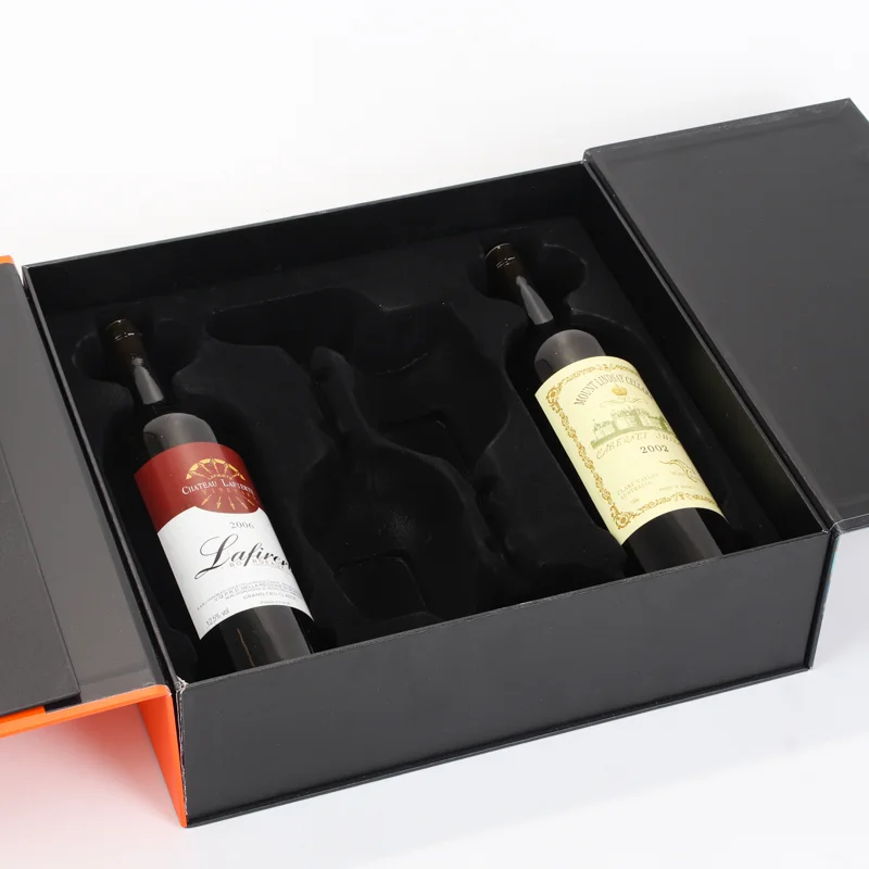 Fabricante de fábrica Envasado de caja de regalo de vino rojo de cartón ecológico de 2 botellas