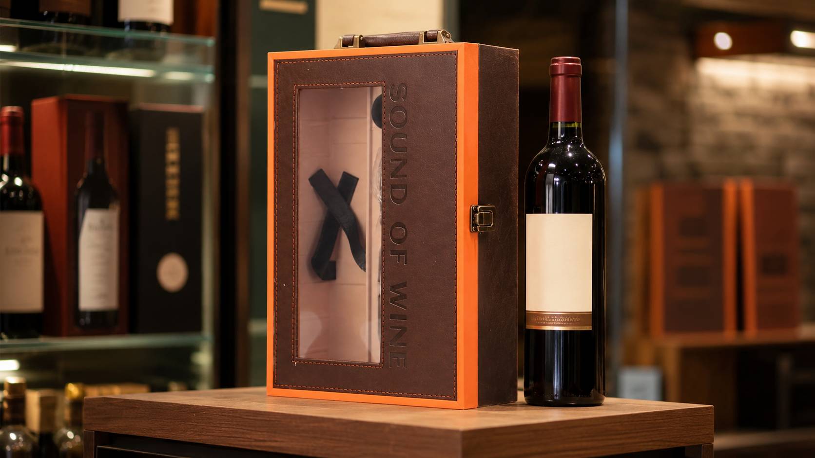 Kundenspezifische Luxus Leder Wein Geschenkbox mit PVC transparentes Fenster