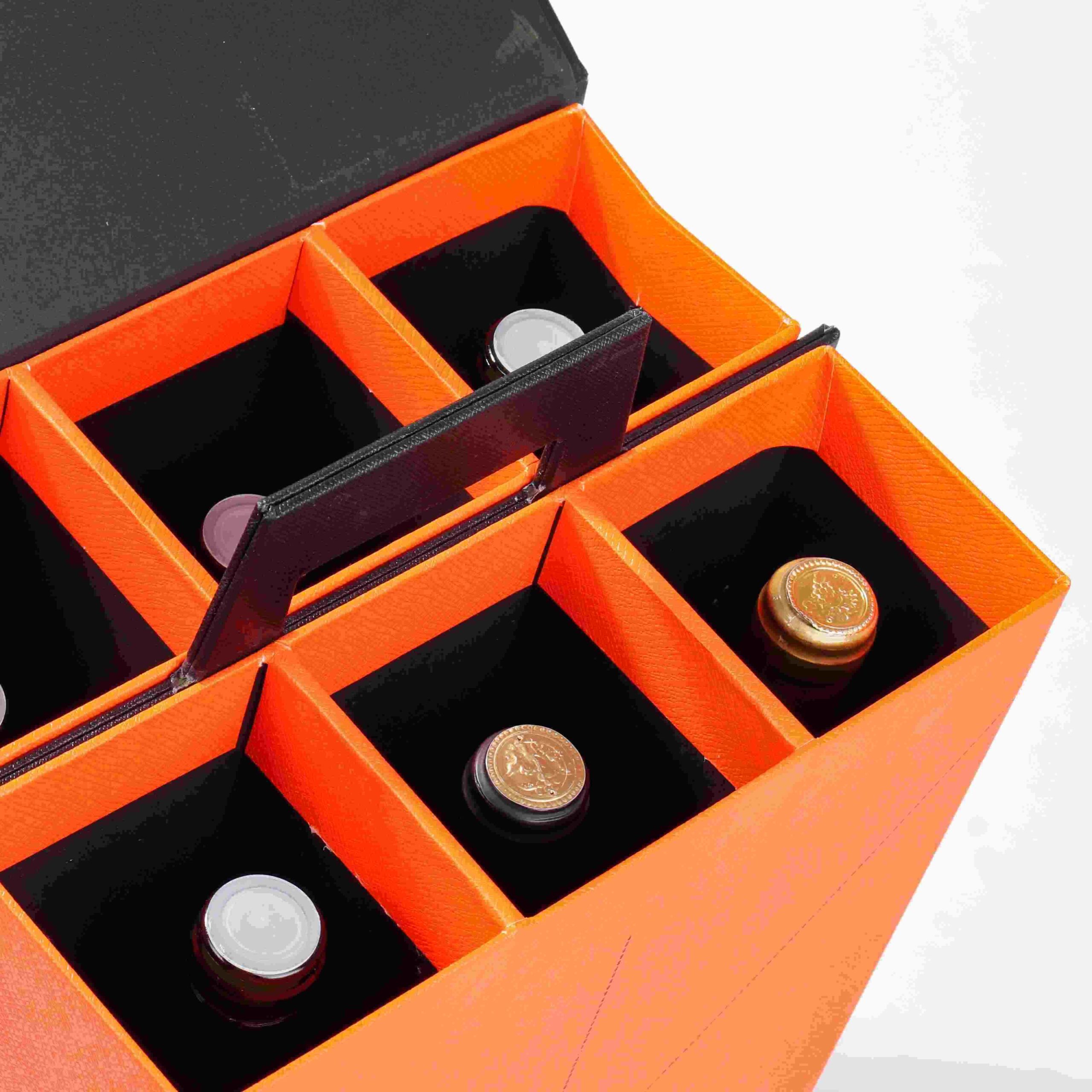 Geschenkbox mit individuellem Logo und Magnetverschluss für 4/6 Flaschen Rot- und Orangenwein