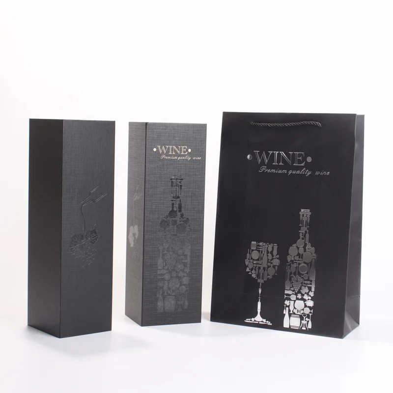 Custom Wholesale Manufacturer Lined Flap-Top Wine Gift Boxes with Wine Bags