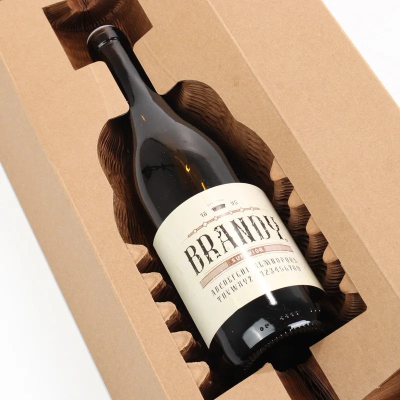 Wine box secured in recyclable molded pulp packaging