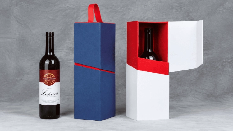 Custom Fashion Foldable Magnetic Wine Boxes For Single Bottle