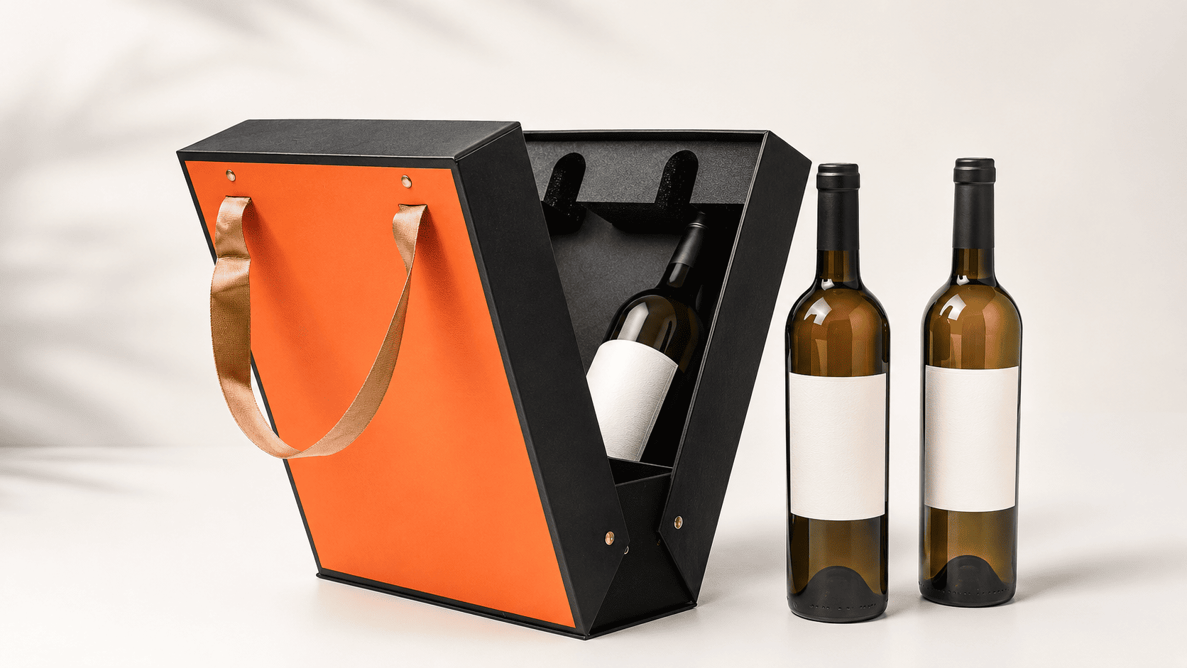 Caja de regalo de vino rígido de lujo de doble puerta