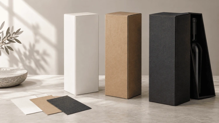 Rigid Wine Box Surface Paper Guide Coated, Kraft, and Textured Wraps